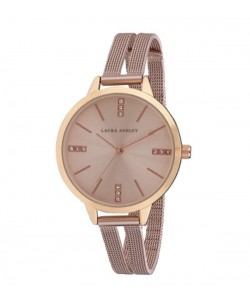Laura Ashley Pink Split Mesh Band Sunray Dial Watch