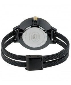 Laura Ashley Black Split Mesh Band Sunray Dial Watch