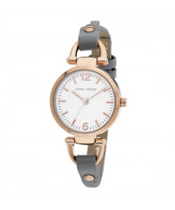 Laura Ashley Rosegold Ladies White Dial Analog Display Twisted Band Round Watch