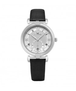 Alexander Women's Swiss Made Olympias Black Satin Leather Strap Watch