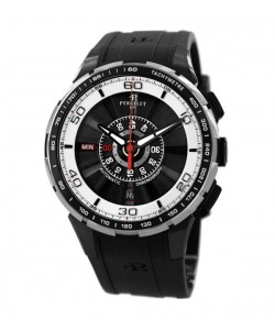 Perrelet Men's A1075/1 'Turbine Chrono' Black/White Dial Black Rubber Strap Automatic Watch