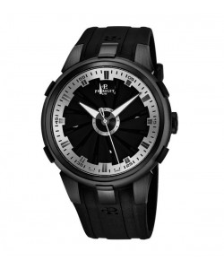 Perrelet Men's A1051/10 'Turbine XL' Black Dial Black Rubber Strap Automatic Watch