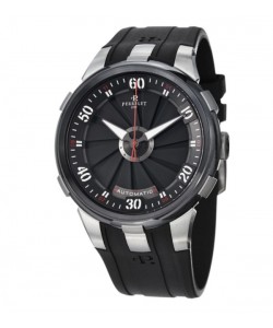 Perrelet Men's A1050/1 'Turbine XL' Black Dial Black Rubber Strap Watch