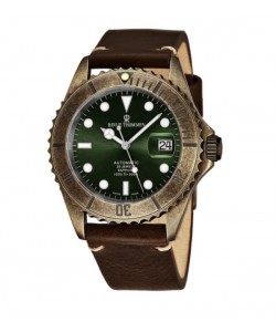 Revue Thommen 17571.2583 'Diver' Green Dial Black Leather Strap Date Automatic Watch