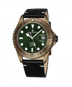 Revue Thommen 17571.2583 'Diver' Green Dial Black Leather Strap Date Automatic Watch