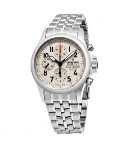 Revue Thommen Men's 17081.6138 'Pilot' Ivory Dial Stainless Steel Chronograph Swiss Automatic Watch