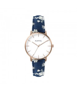 ISLA 34MM BLUE FABRIC STRAP WATCH