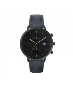 KNOYDART 43MM BLUE LEATHER STRAP WATCH