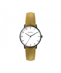 ISLA 34MM YELLOW LEATHER STRAP WATCH