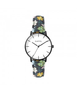 ISLA 34MM FLORAL FABRIC STRAP WATCH