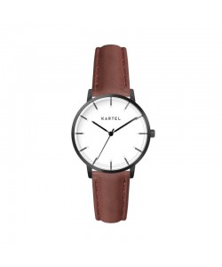 ISLA 34MM MAROON LEATHER STRAP WATCH