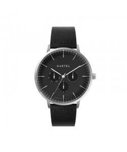 CUILLIN 43MM BLACK LEATHER STRAP WATCH