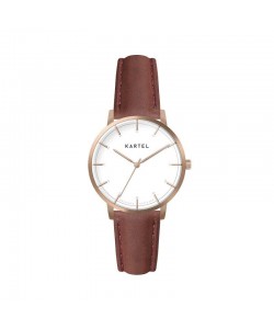 ISLA 34MM MAROON LEATHER STRAP WATCH