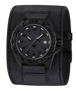REXT.LK Mens Watch Reaper XTAC with Leather Strap Power-Band Black