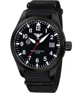 AIRBS.NB Mens Watch Airleader Black Steel Nato Band Black