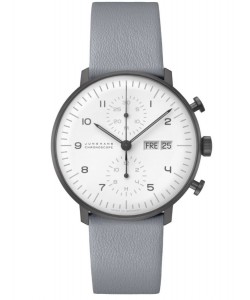 027/4008.04 max bill Chronoscope Automatic Watch Grey Leather Strap