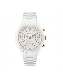 Caravelle Designed by Bulova Women's 45L174 White Ceramic Chrono Bracelet Watch