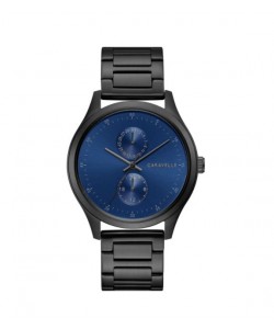 Caravelle by Bulova Mens 45C116 Black IP Stainless Multifunction Blue Dial Bracelet Watch