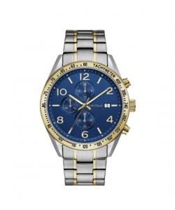 Caravelle by Bulova Mens 45B152 Two-Tone Stainless Chrono Blue Dial Bracelet Watch
