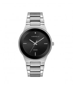 Caravelle Designed by Bulova Women's 43P110 Diamond Accent Black Dial Bracelet Watch