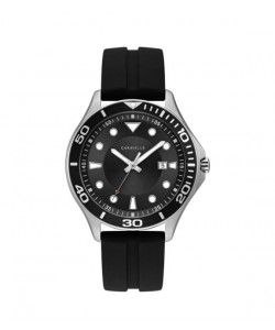 Caravelle Designed by Bulova Men's 43B154 Black Dial Black Silicone Strap Sport Watch