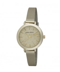 Laura Ashley Womens LA31069YG Glitz Sparkle Dial Spray Gold Mesh Band Watch
