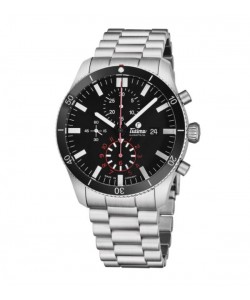 Tutima Men's 6401-02 'Grand Flieger' Black Dial Stainless Steel Chronograph German Mechanical Automatic Watch