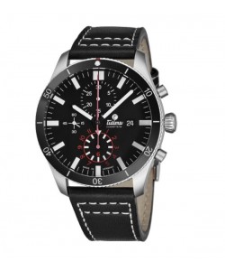 Tutima Men's 6401-01 'Grand Flieger' Black Dial Black Leather Chronograph German Mechanical Automatic Watch