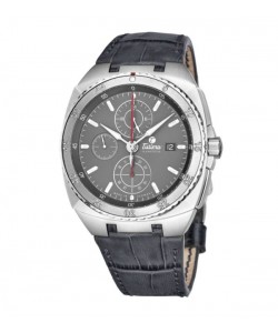 Tutima Men's 6422-22 'Saxon One' Grey Dial Grey Leather Strap Chronograph German Mechanical Automatic Watch