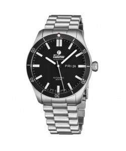 Tutima Men's 6101-02 'Grand Flieger' Black Dial Stainless Steel Date Day German Mechanical Automatic Watch