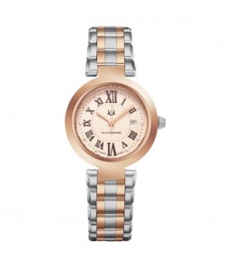 Alexander Women's Swiss Made Niki Two Tone Satinless Steel Link Bracelet Watch