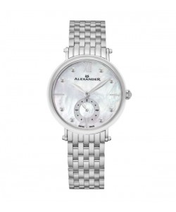 Alexander Women's Swiss Made 'Roxana' Stainless Steel Link Bracelet Watch