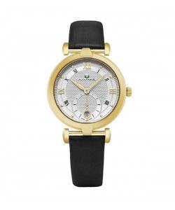 Alexander Women's Swiss Made Olympias Black Satin Leather Strap Watch