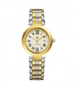 Alexander Women's Swiss Made Niki Two Tone Stainless Steel Link Bracelet Watch