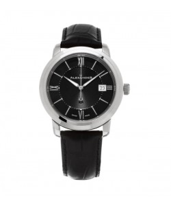 Alexander Men's 'Macedon' Black Dial Black Leather Strap Date Swiss Quartz Heroic Watch