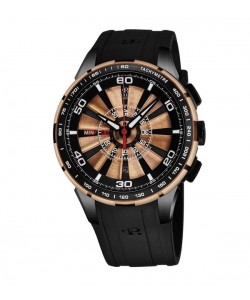 Perrelet Men's A3036/2 'Turbine Chrono' Black Dial Black Rubber Strap Automatic Watch