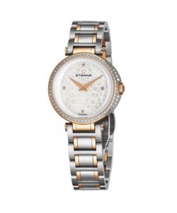 Eterna Women's 2561.59.61.1724 'Grace' Mother of Pearl Dial Two Tone Stainless Steel Diamond Quartz Watch