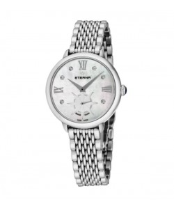 Eterna Women's 2801.41.66.1743 'Eternity' Mother of Pearl Diamond Dial Stainless Steel Small Seconds Quartz Watch