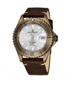 Revue Thommen Men's 17571.2582 'Diver' Silver Dial Black Leather Strap Date Automatic Watch