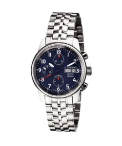 Revue Thommen 16051.6135 'Auto Chrono' Blue Dial Stainless Steel Bracelet Swiss Automaitc Watch