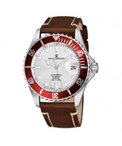 Revue Thommen's Men's 17571.2526 'Diver' Silver Dial Light Brown Leather Strap Swiss Automatic Watch
