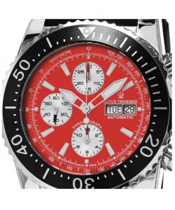 Revue Thommen Men's 17030.6536 'Air Speed' Red Dial Black Rubber Strap Chronograph Automatic Swiss Made Watch