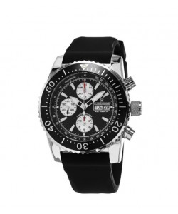 Revue Thommen Men's 17030.6537 'Air Speed' Black Dial Black Rubber Strap Chronograph Swiss Automatic