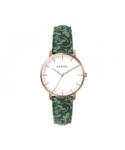 ISLA 34MM GREEN FABRIC STRAP WATCH