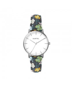 ISLA 34MM FLORAL FABRIC STRAP WATCH