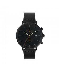 KNOYDART 43MM BLACK LEATHER STRAP WATCH