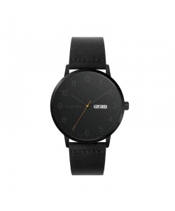 MORRIS 40MM BLACK LEATHER STRAP WATCH