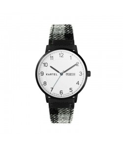 MORRIS 40MM GREY TARTAN STRAP WATCH