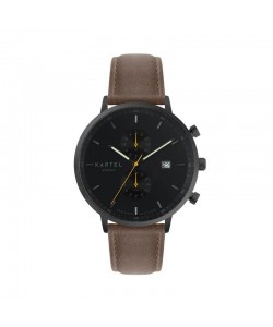 KNOYDART 43MM BROWN LEATHER STRAP WATCH