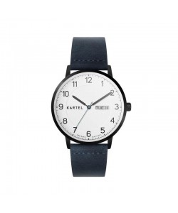 MORRIS 40MM BLUE LEATHER STRAP WATCH